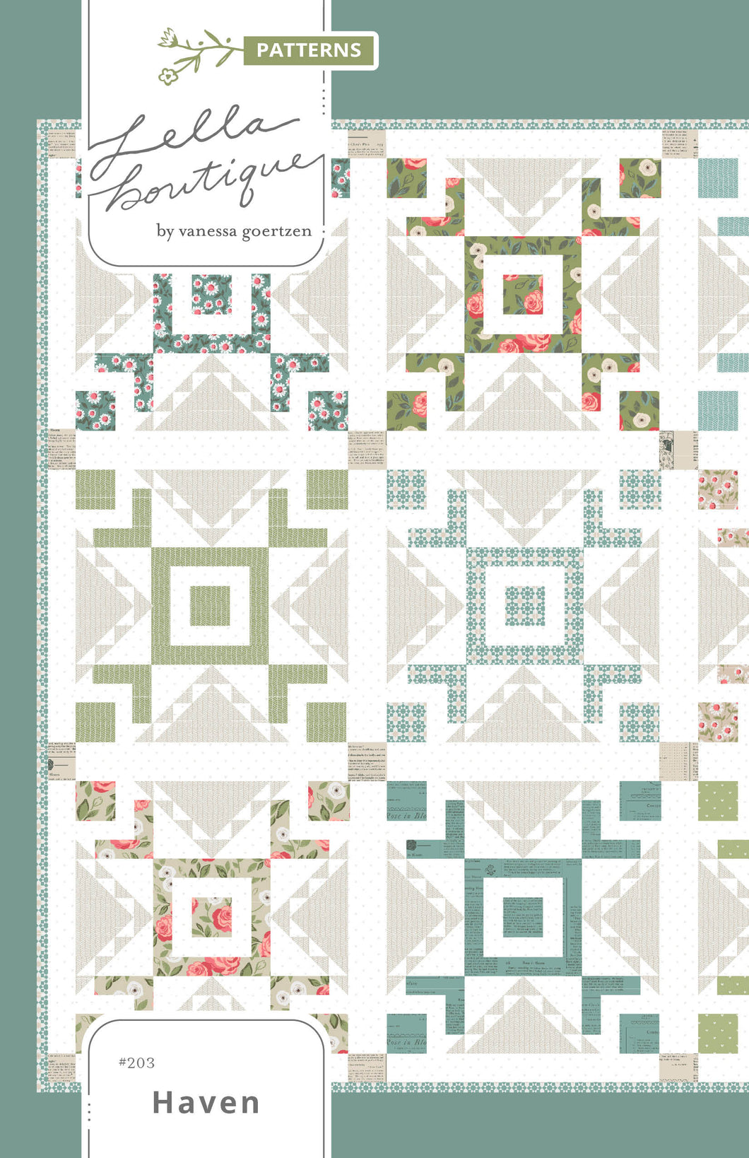 Haven star block quilt pattern by Lella Boutique. Make it with fat quarters. Fabric is Love Note by Lella Boutique for Moda Fabrics.