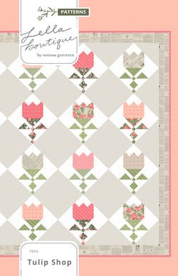 Tulip Shop fat eighth quilt PDF pattern by Lella Boutique. Fabric is Love Note fabric collection by Lella Boutique. Download the PDF here.