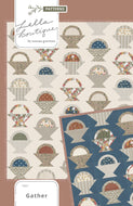 Gather basket quilt pattern by Lella Boutique. Make it with a Layer Cake, Jolly Bar, fat eighths, or scraps. Fabric is Flower Pot by Lella Boutique for Moda Fabrics.