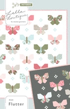 Load image into Gallery viewer, Flutter simple butterfly quilt pattern by Lella Boutique. Cute simple butterfly block made using fat eighths. Fabric is Lovestruck by Lella Boutique for Moda Fabrics.