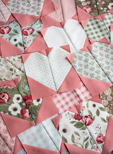 Love Day heart pattern by Lella Boutique. Simple heart pattern made with fat quarters or fat eighths. Fabric is Lovestruck by Lella Boutique for Moda Fabrics.