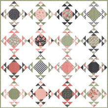 Load image into Gallery viewer, Moonwake geometric fat quarter quilt by Lella Boutique. Cool triangle design in Country Rose fabric. Modern meets traditional quilt depending on fabric choices. Would make a good boy quilt! Download the pattern here.