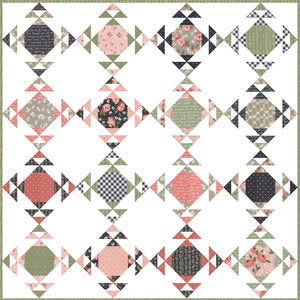 Moonwake geometric fat quarter quilt by Lella Boutique. Cool triangle design in Country Rose fabric. Modern meets traditional quilt depending on fabric choices. Would make a good boy quilt! Download the pattern here.