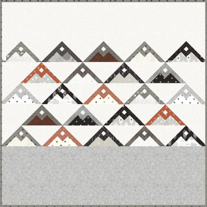 "Mountainside" modern mountain quilt by Lella Boutique. Fat eighth quilt. Simple mountain quilt is beginner friendly. Fabric is Smoke & Rust by Lella Boutique for Moda Fabrics. Download the PDF here.
