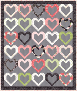 Open Heart quilt by Vanessa Goertzen of Lella Boutique. Make it with fat quarters or fat eighths. Fabric is Olive's Flower Market by Lella Boutique for Moda Fabrics.