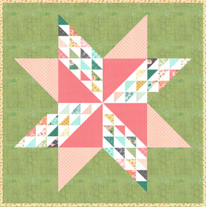 Sugar Cookie star quilt by Lella Boutique. Cool traditional star quilt made with just one charm pack. Fabric is Sugar Pie by Lella Boutique for Moda Fabrics.