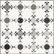 Load image into Gallery viewer, Moonwake geometric fat quarter quilt by Lella Boutique. Cool triangle design in Smoke &amp; Rust fabric. Modern meets traditional quilt depending on fabric choices. Would make a good boy quilt! Download the pattern here.