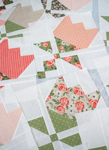 Tulip Shop fat eighth quilt PDF pattern by Lella Boutique. Fabric is Love Note fabric collection by Lella Boutique.
