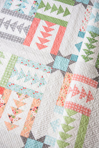 Bluegrass flying geese quilt pattern by Vanessa Goertzen. Fat eighth quilt made in Nest fabric by Lella Boutique for Moda Fabrics.