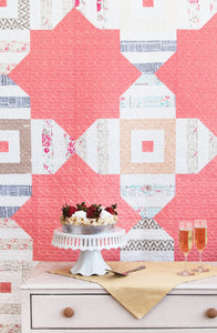Cake Box quilt from the book: Jelly Filled - 18 Quilts from 2-1/2" Strips by Vanessa Goertzen of Lella Boutique. Get your autographed copy of the book here! Lots of great jelly roll strip quilts. Fabric is Le Vintage Chic by AGF Studios