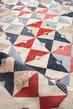 Load image into Gallery viewer, Double Dutch geometric triangle quilt by Lella Boutique. Make it with fat quarters or fat eighths. Fabric is Sweet Tea by Sweetwater for Moda Fabrics. Download the PDF here!