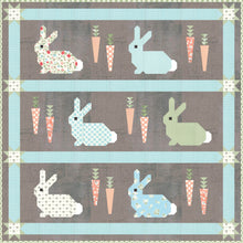 Load image into Gallery viewer, Cottontail bunny and carrot quilt pattern in Garden Variety fabric by Lella Boutique for Moda. Cutest rabbit quilt for Easter!