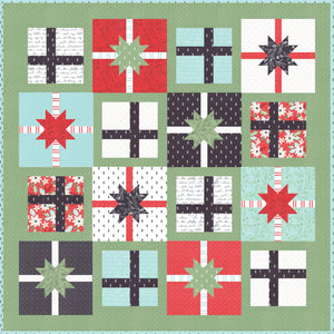 Hustle & Bustle gift quilt pattern by Lella Boutique. Make it with fat quarters. Fabric is Little Tree by Lella Boutique for Moda Fabrics .