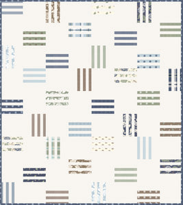 Rugby stripe quilt - perfect boy quilt! Make it with a Honeybun (1.5" strips) or fat eighths. Fabric is Harvest Road by Lella Boutique for Moda Fabrics.