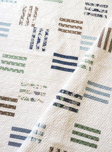 Load image into Gallery viewer, Rugby stripe quilt - perfect boy quilt! Make it with a Honeybun (1.5&quot; strips) or fat eighths. Fabric is Harvest Road by Lella Boutique for Moda Fabrics.